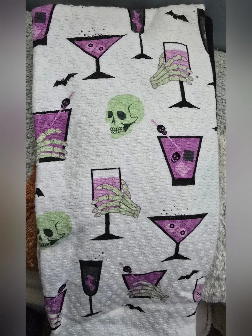 Martha Stewart Kitchen Towel Skull Drinks 3 Pc